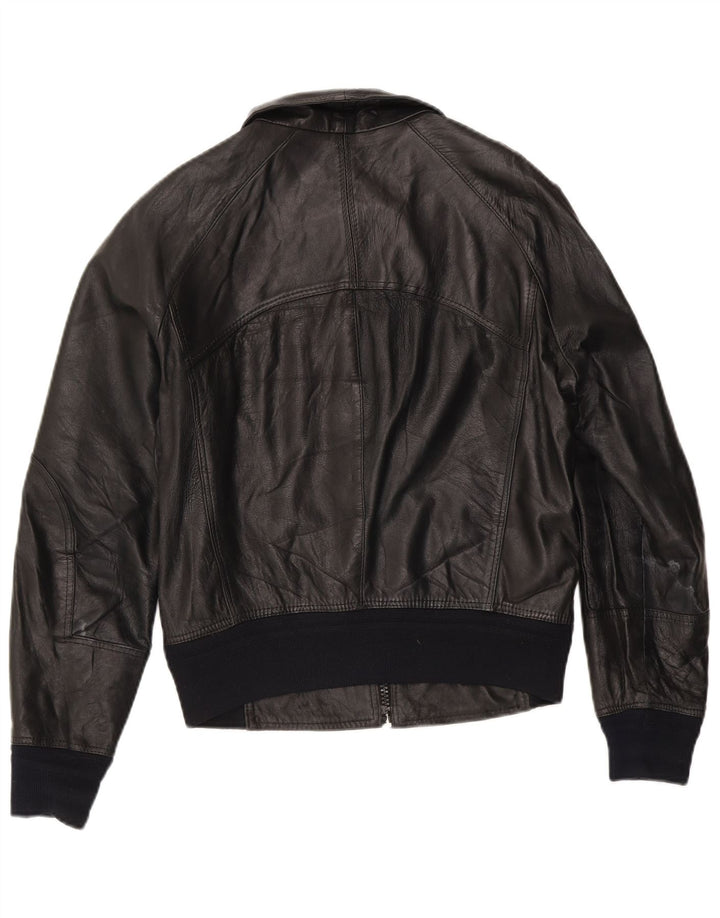 Jachetă Bomber din piele vintage pentru femei IT 50 XL din piele neagră