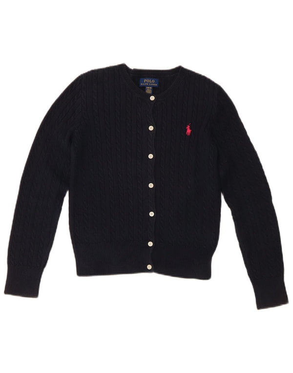 Pulover cardigan Polo Ralph Lauren pentru fete 8-9 ani, mediu, bleumarin, bumbac