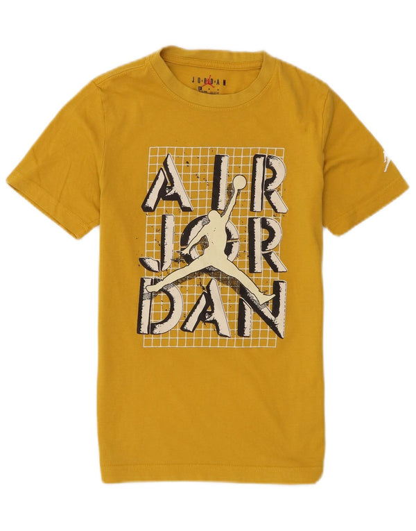 Tricou grafic Jordan pentru băieți Top 10-11 ani Bumbac galben mediu