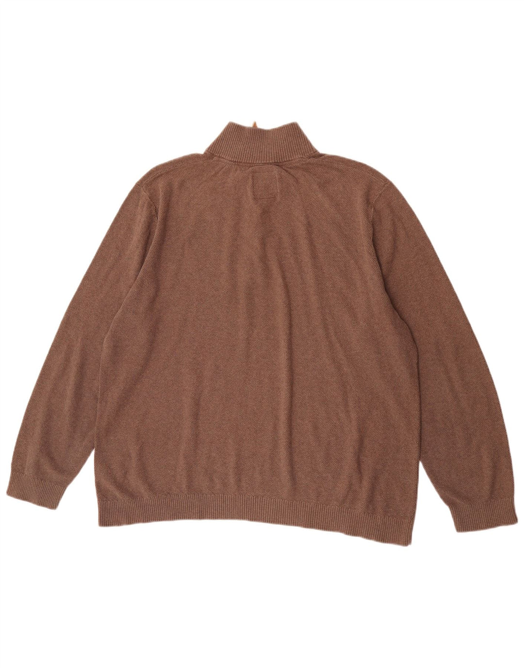 Pulover pentru bărbați Fat Face cu fermoar și gât, bumbac maro 2XL