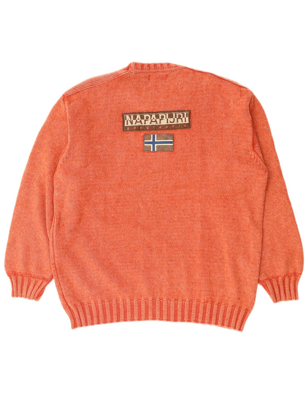 Pulover NAPAPIJRI pentru bărbați, cu grafică, cu decolteu, XL, lână merinos maro