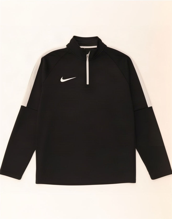 Top de trening pentru bărbați Dri Fit, cu fermoar și gât, color block, negru