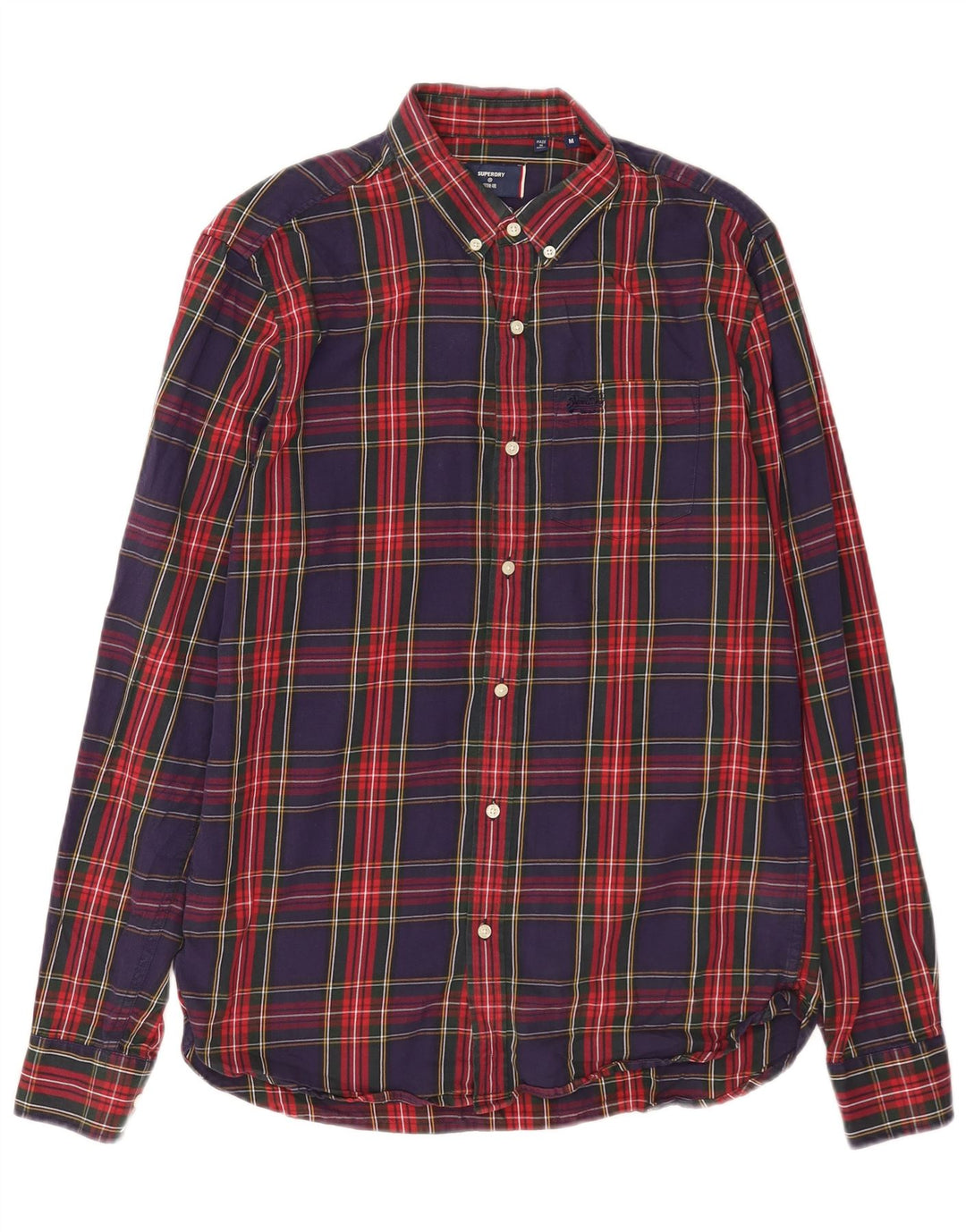 Cămașă de flanel pentru bărbați Superdry, bumbac cu carouri bleumarin mediu