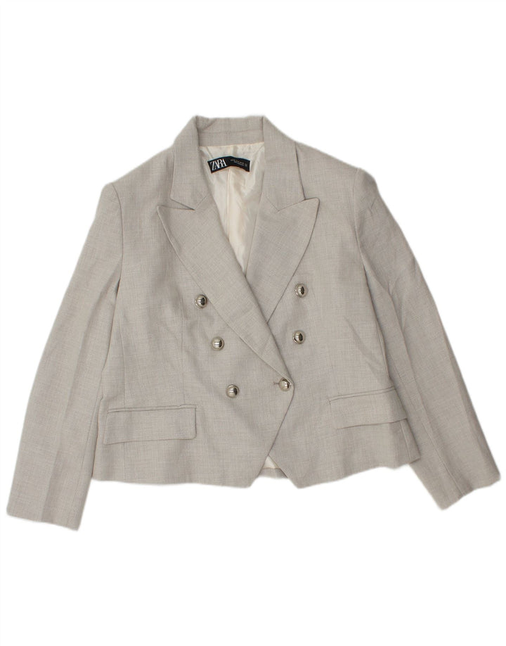 Jachetă Blazer Crop pentru Damă Zara UK 18 XL Gri Poliester