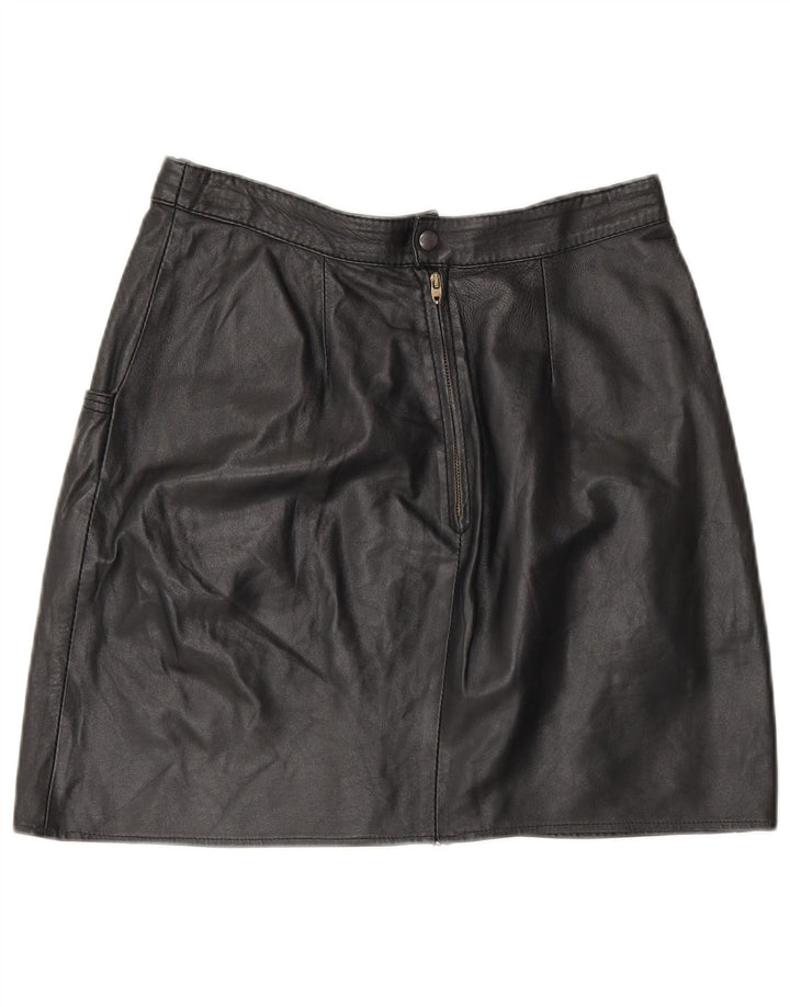 Fusta Mini din piele Vintage pentru femei IT 44 Medium W28 Negru