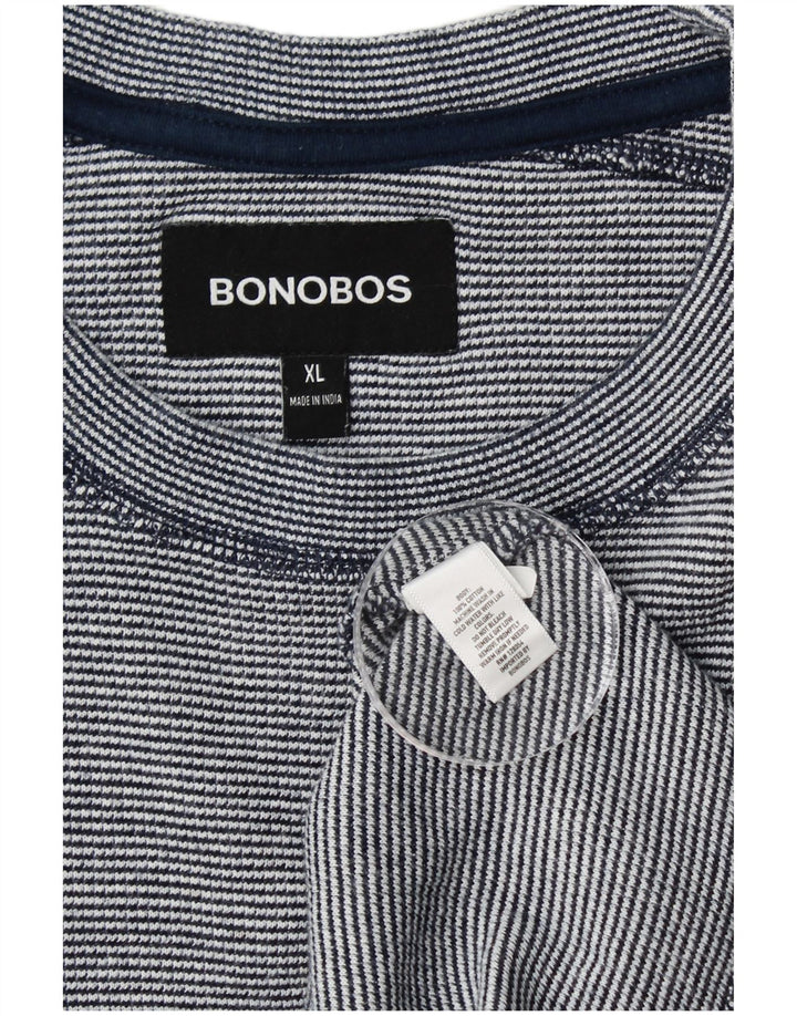 BONOBOS Top pentru bărbați cu mânecă lungă XL, albastru, bumbac cu dungi