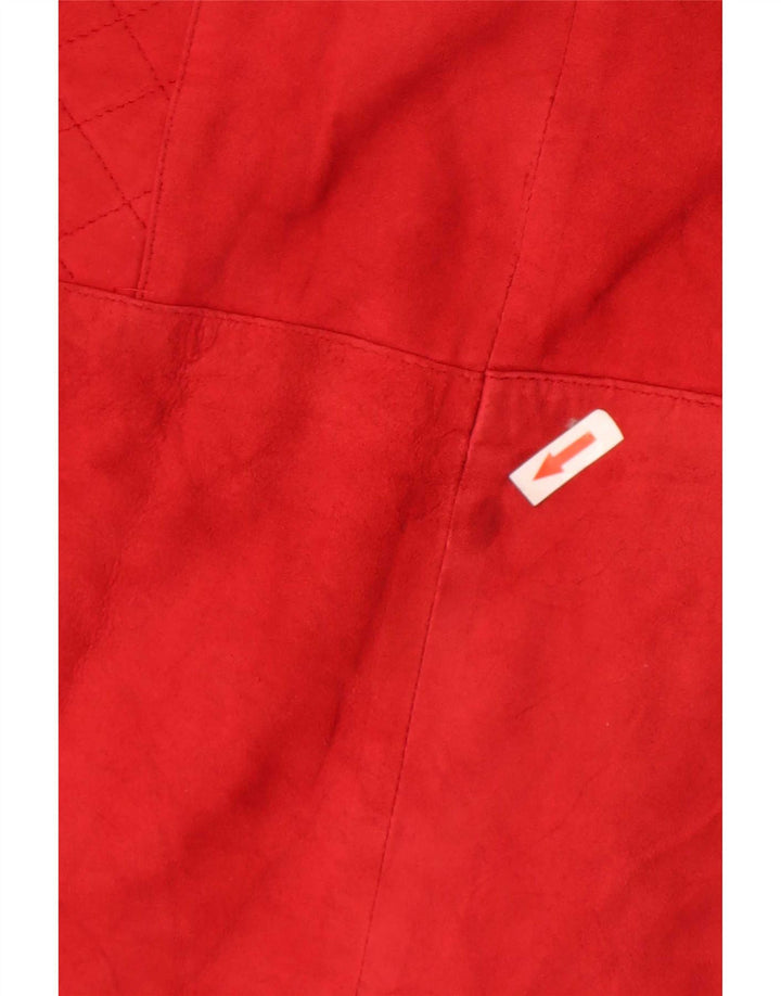 Blazer Vintage pentru femei cu 1 nasture din piele intoarsa UK 12 Medium Red
