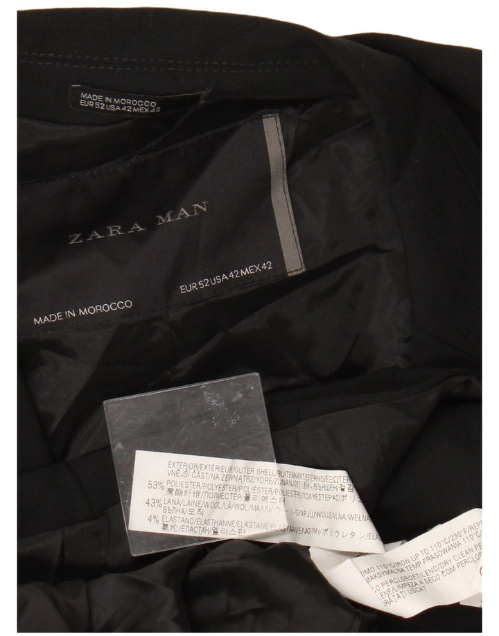 Blazer pentru bărbați Zara cu 2 nasturi EU 52 3XL Poliester negru