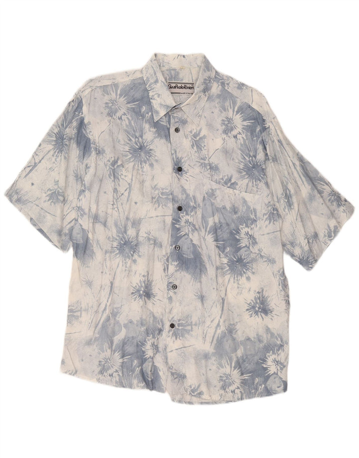 Cămașă vintage pentru bărbați cu mânecă scurtă, albastru mediu Tie Dye