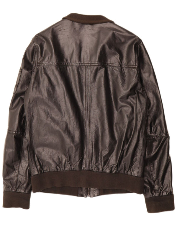 Jachetă de piele vintage pentru bărbați UK 38 Medium Black Leather