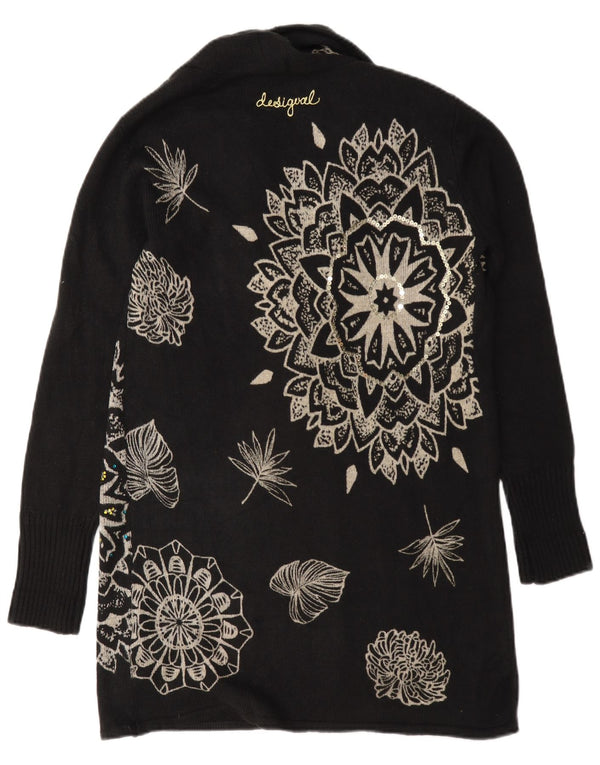 Pulover cardigan cu paragate Desigual pentru femei UK 6 XS Negru Floral