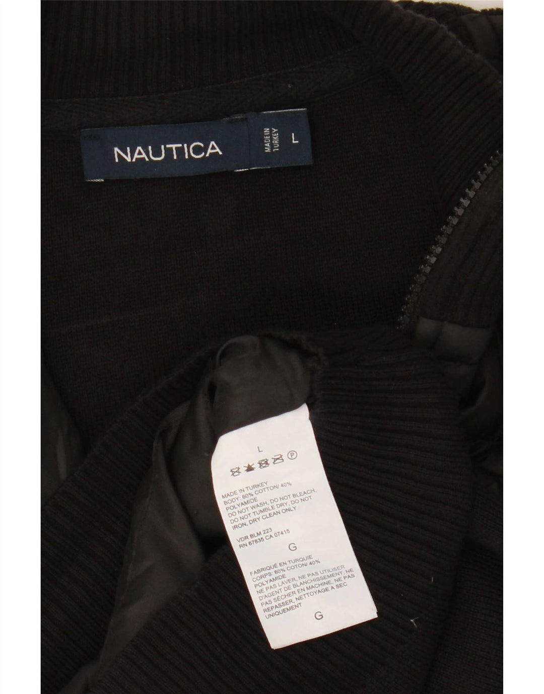 Pulover Nautica pentru bărbați cardigan mare bumbac negru