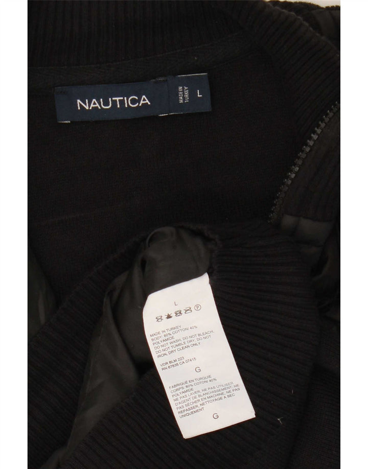 Pulover Nautica pentru bărbați cardigan mare bumbac negru