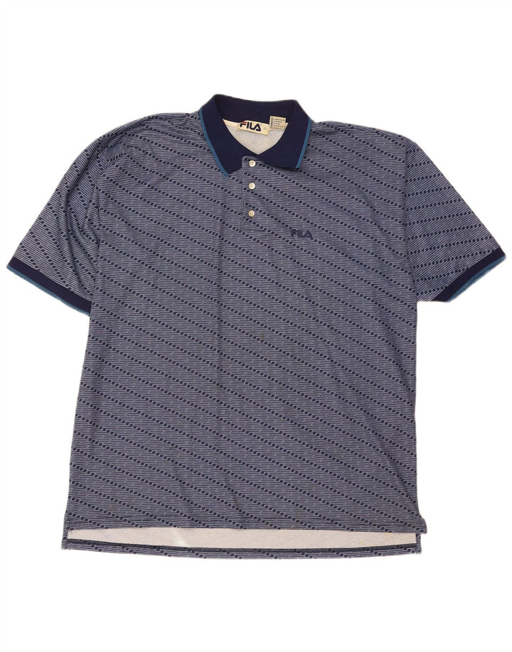 Tricou polo Fila pentru bărbați XL, poliester cu dungi bleumarin