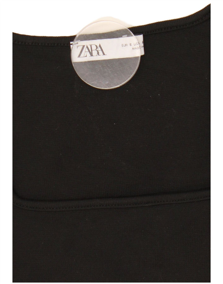 Crop Top pentru femei Zara cu mânecă lungă UK 8 Mic Negru