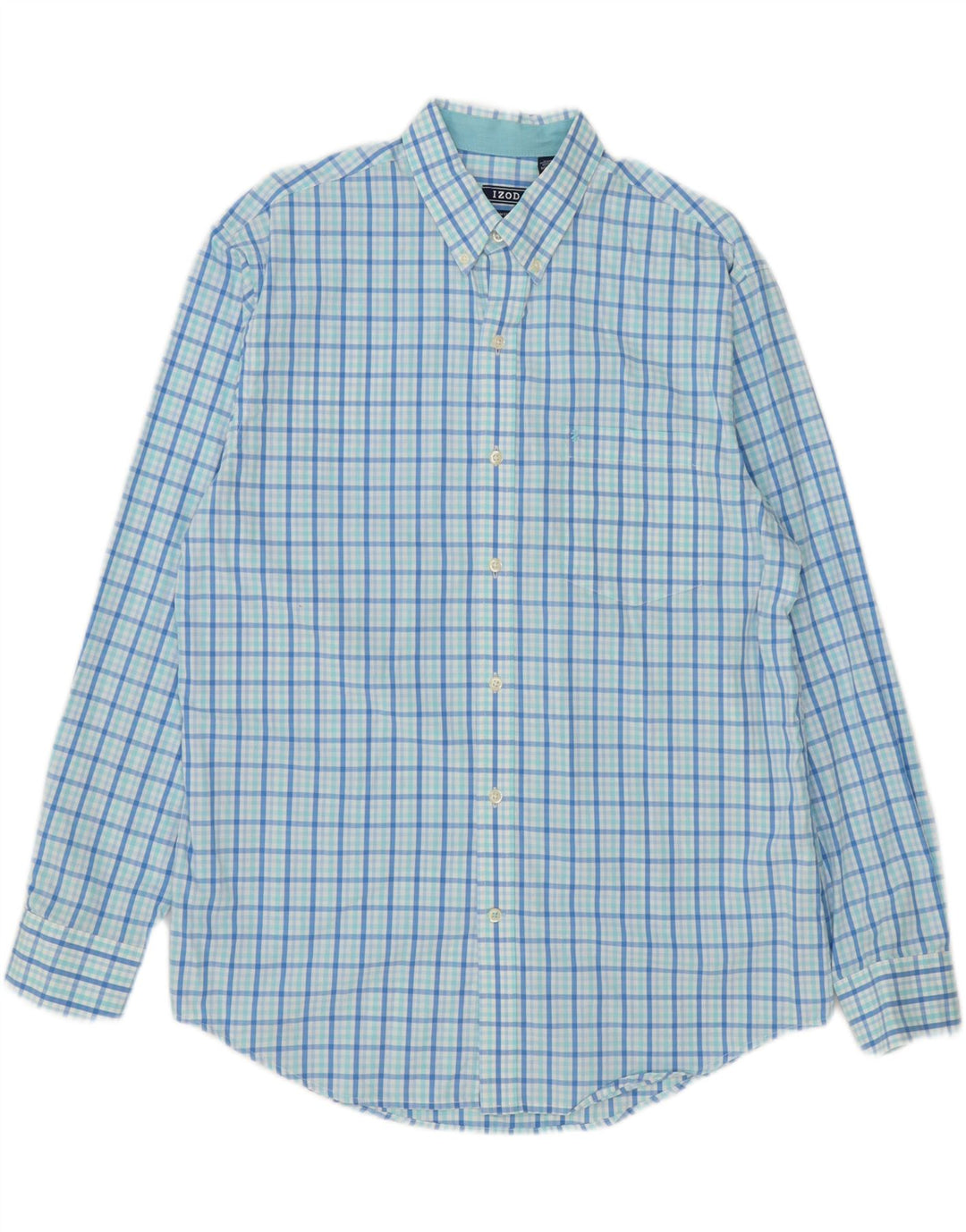 IZOD Mens Shirt Medium Blue Check Cotton Vintage Izod and Second-Hand Izod from Messina Hembry 
