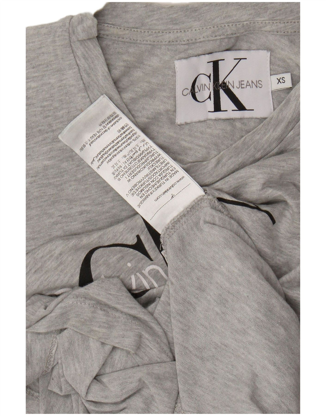 CALVIN KLEIN JEANS Tricou cu grafic pentru femei Top UK 6 XS bumbac cu pete gri