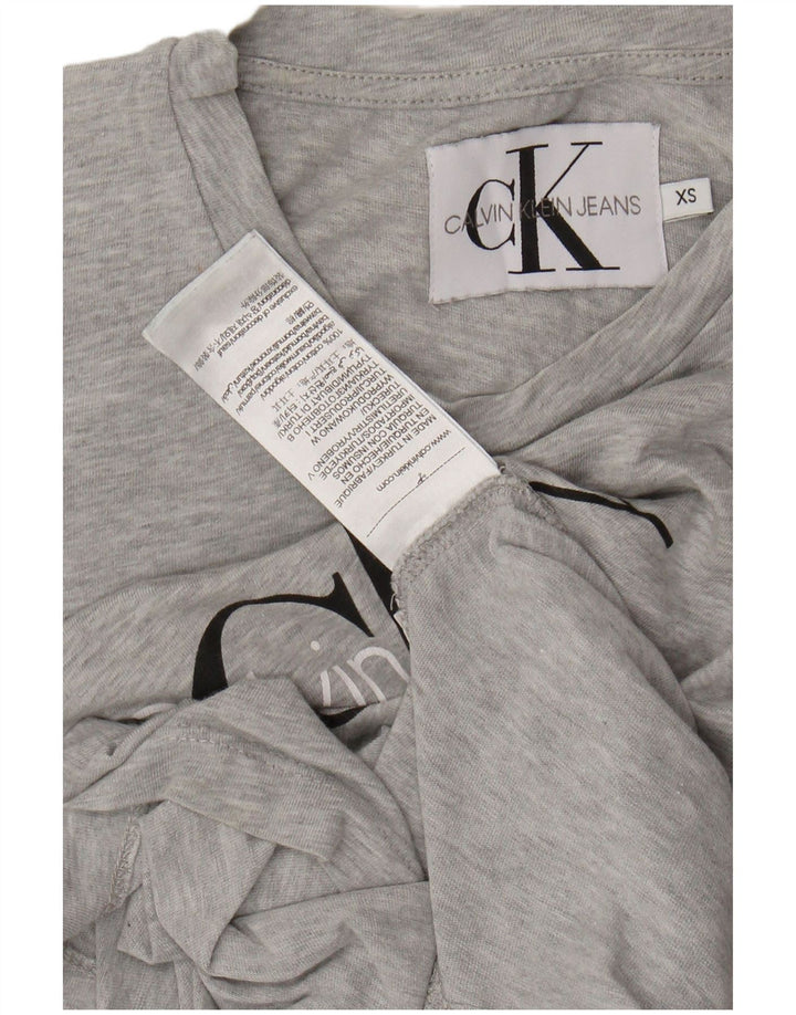 CALVIN KLEIN JEANS Tricou cu grafic pentru femei Top UK 6 XS bumbac cu pete gri