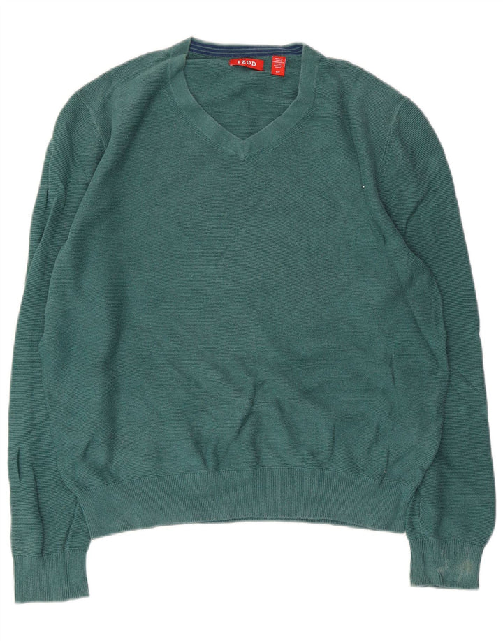 IZOD Pulover cu decolteu în V supradimensionat pentru femei UK 10 Small Green