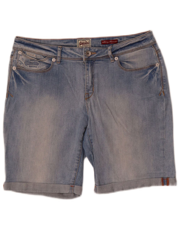 Pantaloni scurți Superdry Bermude Skinny Denim W30 Bumbac Albastru Mediu