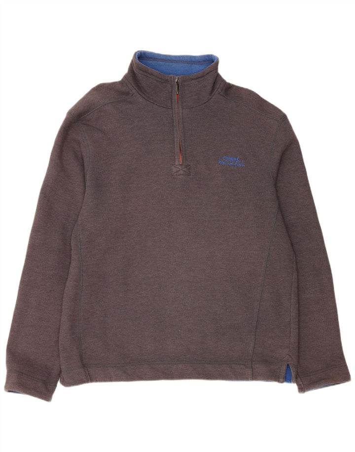 Hanorac pentru bărbați Weird Fish, cu fermoar, cu gât, bumbac, gri mediu