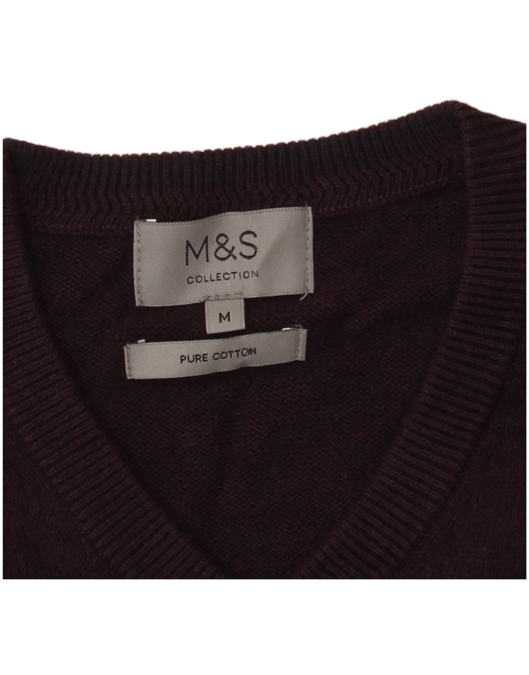 Pulover pentru bărbați Marks & Spencer, cu decolteu în V, din bumbac violet mediu