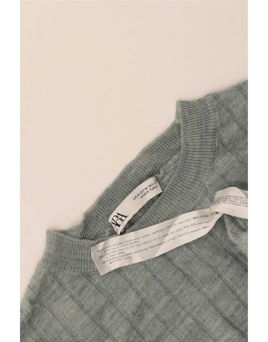 Pulover pentru bărbați Zara, cu decolteu, verde mediu, acrilic
