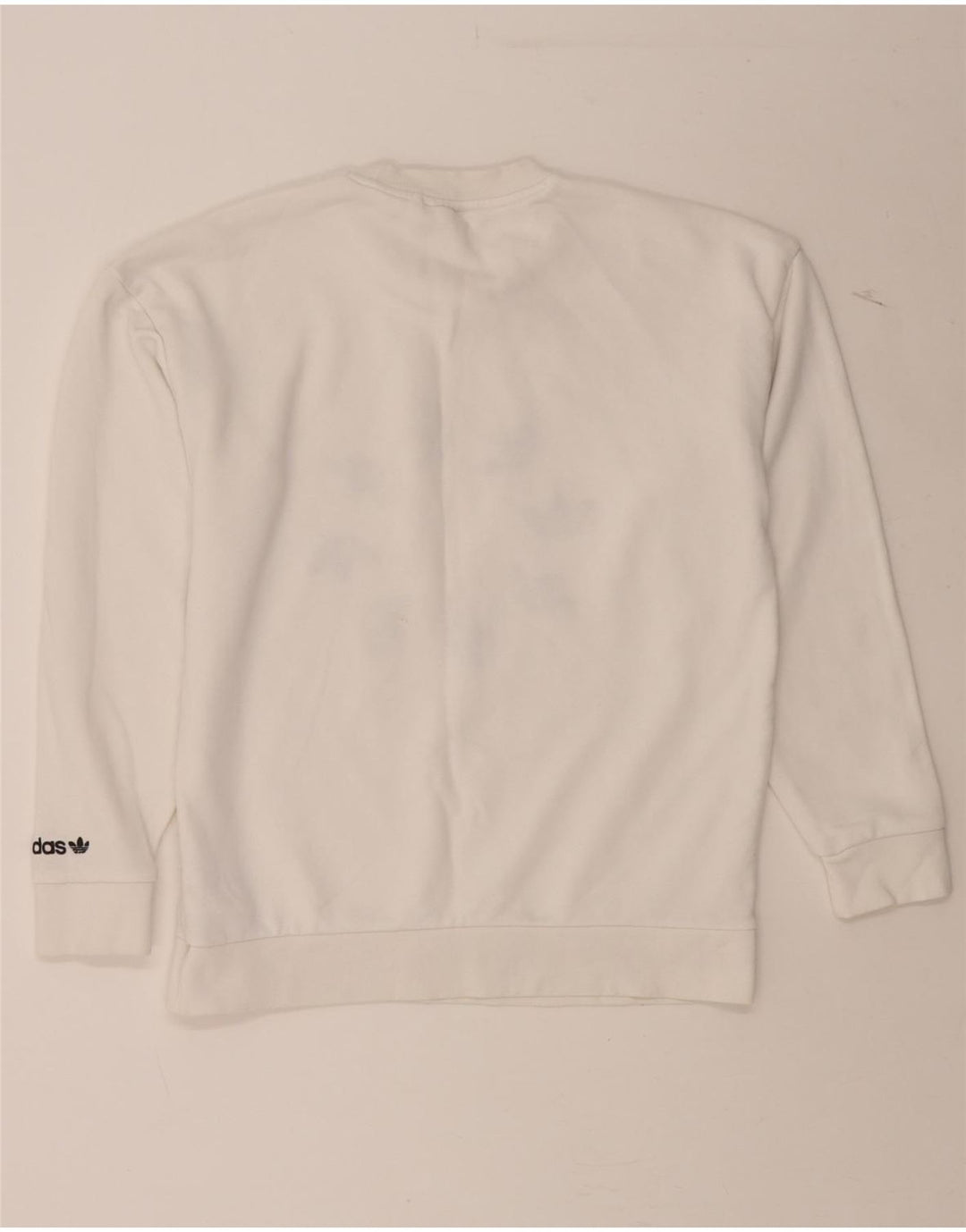 ADIDAS Mens Graphic Sweatshirt Jumper Medium White Cotton Vintage Adidas and Second-Hand Adidas from Messina Hembry 