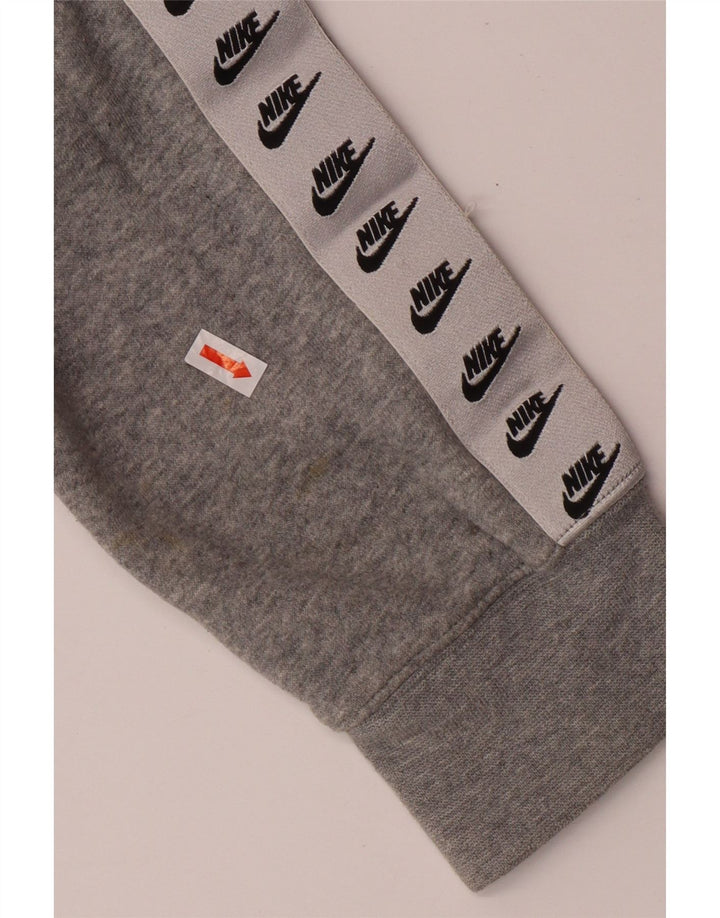 NIKE Mens Graphic Hoodie Jumper Small Grey Cotton