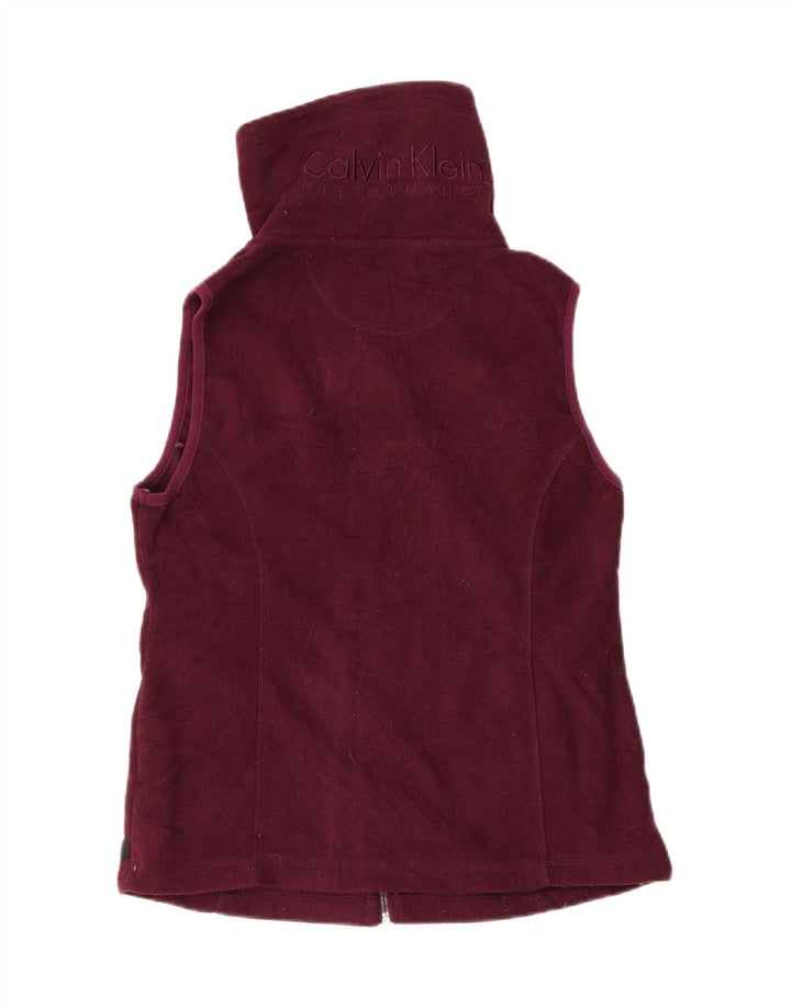 CALVIN KLEIN Gilet cu fleece grafic pentru femei UK 12 Medium Burgundy Poliester