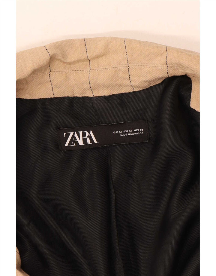 Palton dublu pentru femei Zara UK 14 Medium Bej Pinstripe