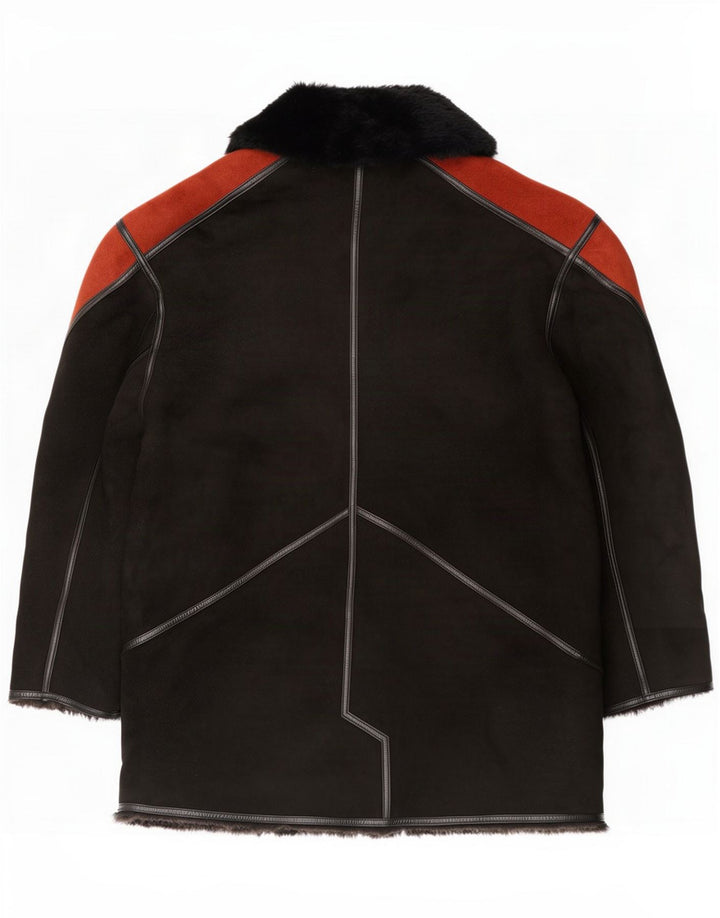 Geac Meucci pentru femei, cu ajustare largi, din shearling IT 44 Medium Black Colorblock