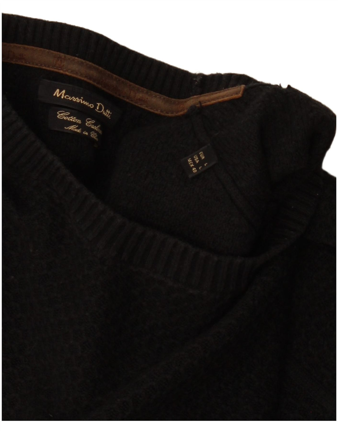 MASSIMO DUTTI Pulover pentru bărbați cu gât crew pulover mare, negru, bumbac
