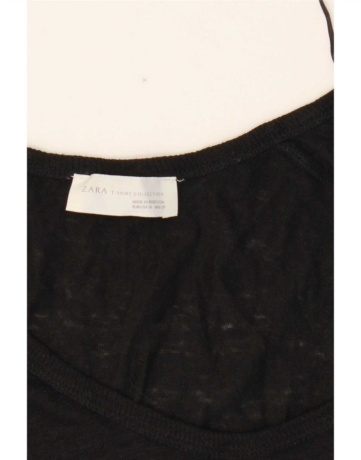 Top pentru femei Zara cu mâneci 3/4 UK 12 Medium Negru