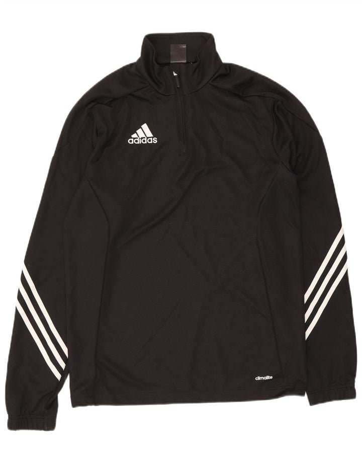 Pantaloni de trening Adidas Climalite pentru bărbați, cu fermoar și gât, din poliester negru