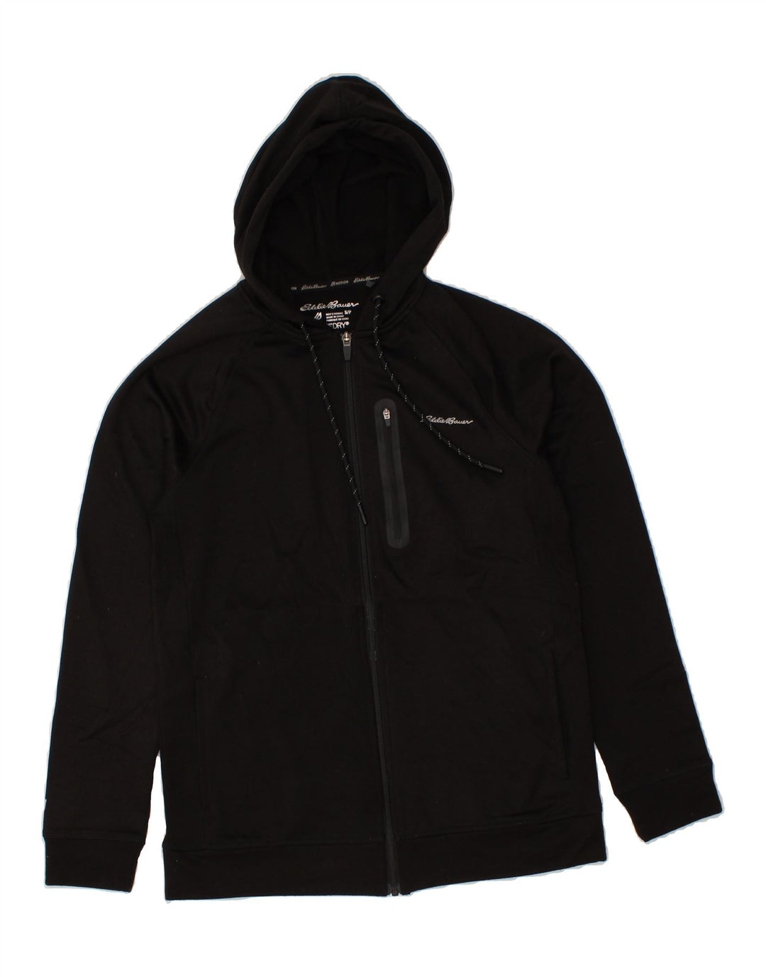 EDDIE BAUER Mens Zip Hoodie Sweater Small Black Polyester Vintage Eddie Bauer and Second-Hand Eddie Bauer from Messina Hembry 