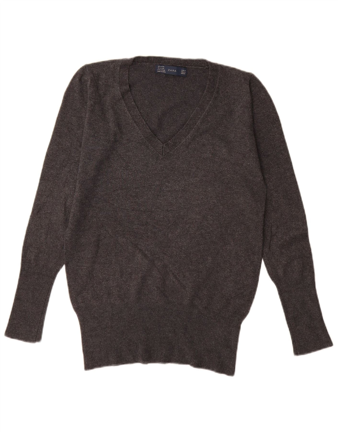 Pulover cu decolteu în V Zara pentru femei UK 12, raion gri mediu