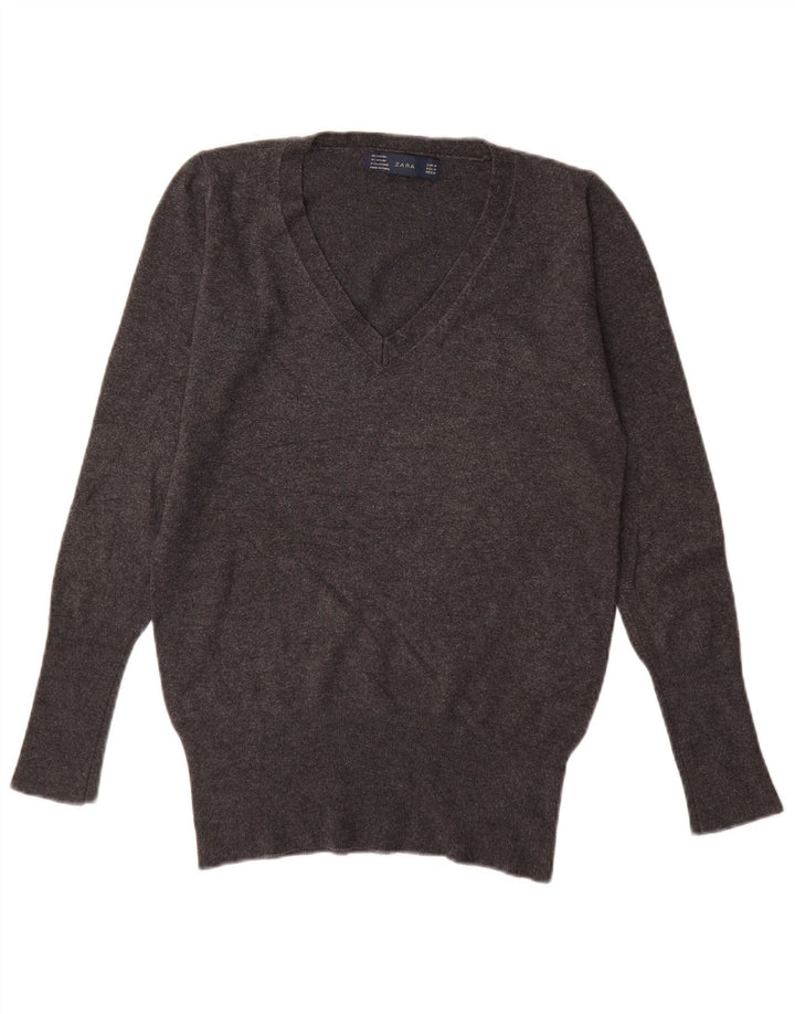 Pulover cu decolteu în V Zara pentru femei UK 12, raion gri mediu