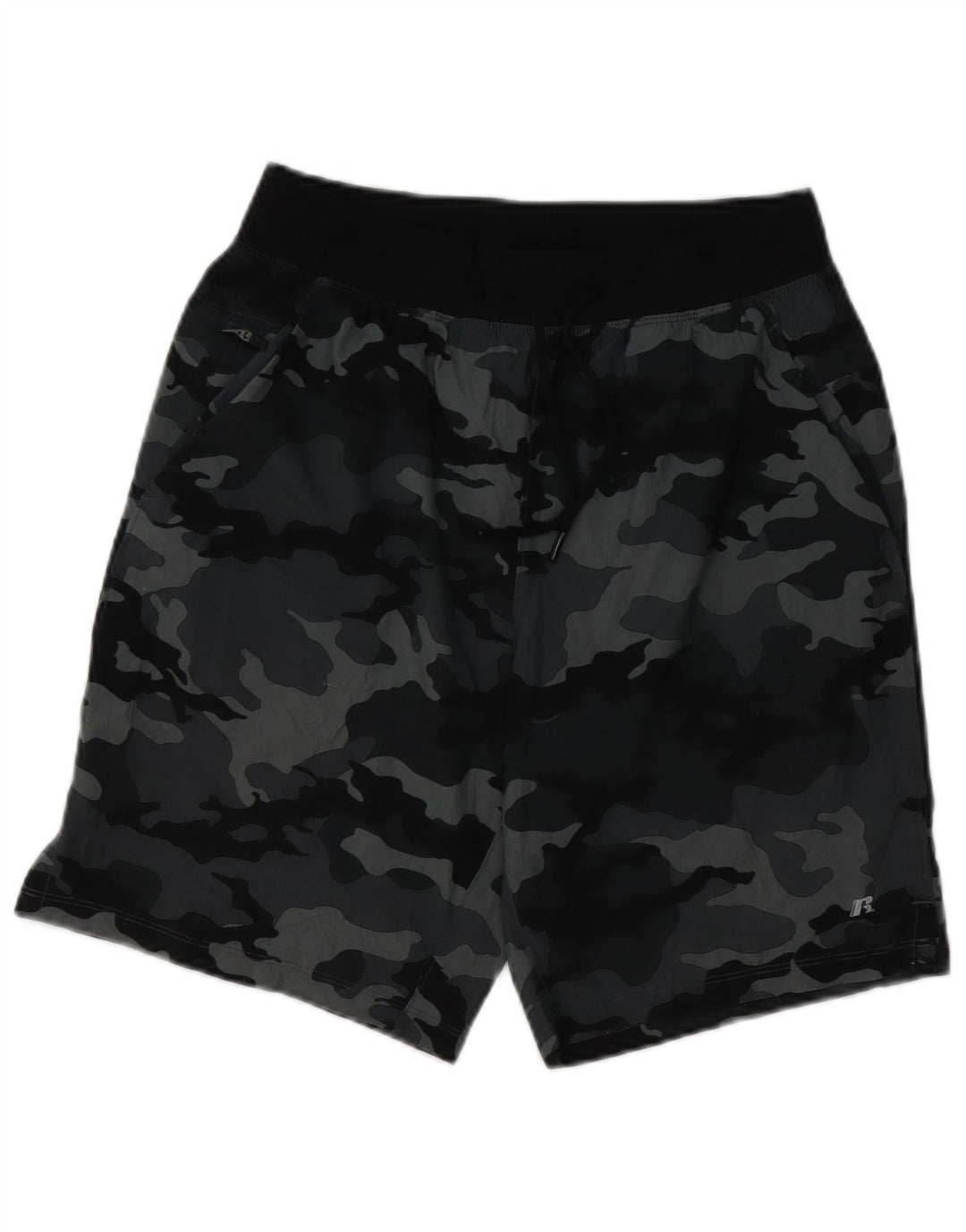 Pantaloni scurți sport pentru bărbați RUSSELL ATHLETIC, poliester camuflaj, gri mic