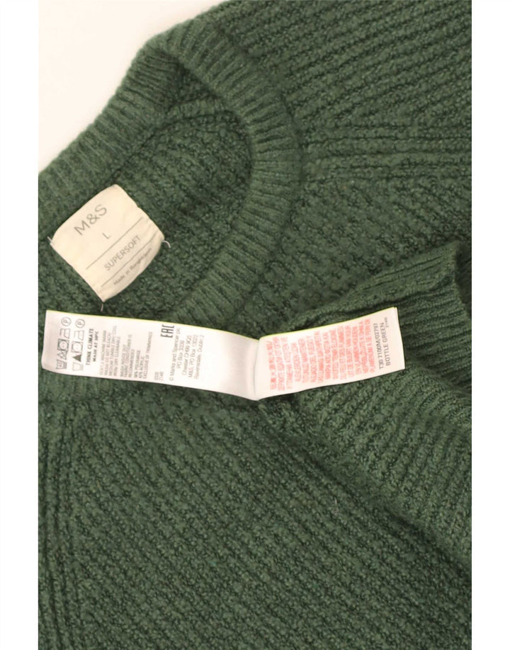 Pulover pentru bărbați Marks & Spencer, cu gât crew, poliamidă verde mare