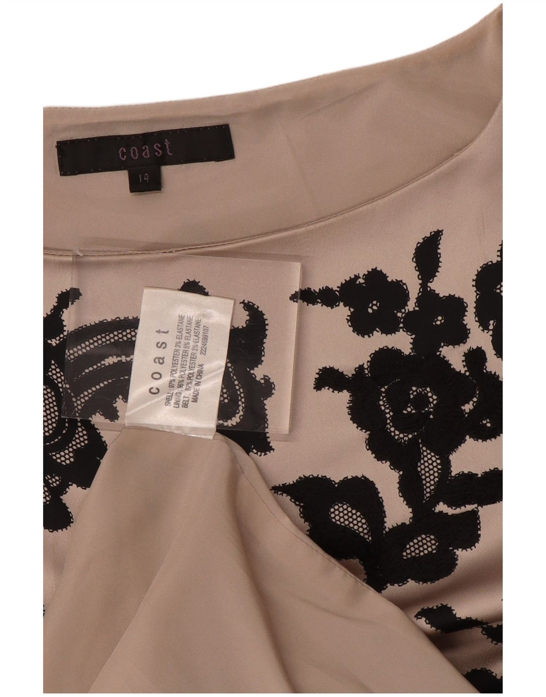 COAST Rochie fără mâneci pentru femei UK 14 Poliester floral, gri mediu