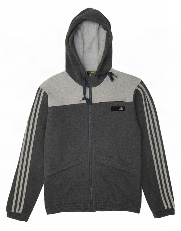 Pulover Adidas pentru bărbați, cu fermoar, UK 36/38, bumbac color bloc, gri mic