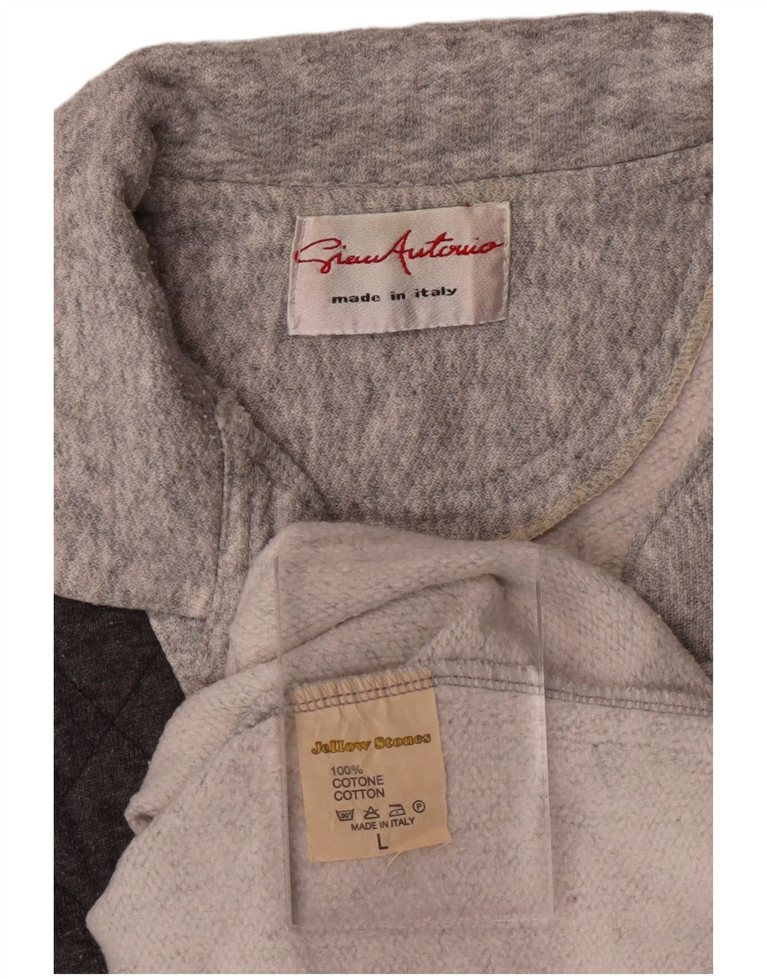 VINTAGE Hanorac polo pentru bărbați Pulover mare, gri, bumbac color bloc