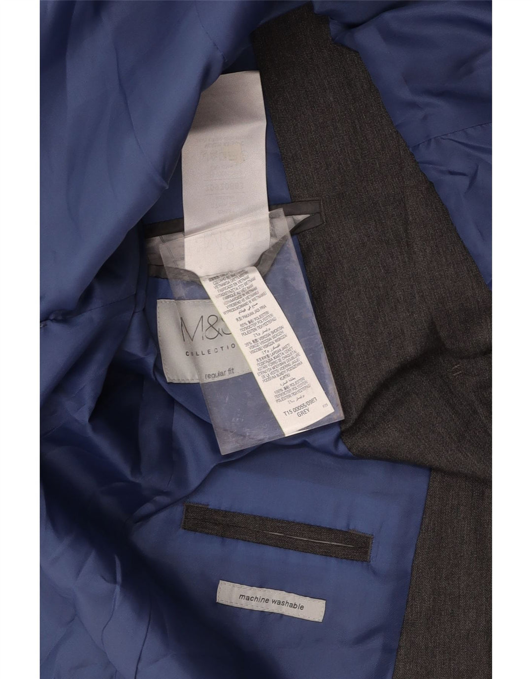 MARKS & SPENCER Mens Regular Fit 2 Button Blazer Jacket UK 38 Medium Grey Vintage Marks & Spencer and Second-Hand Marks & Spencer from Messina Hembry 