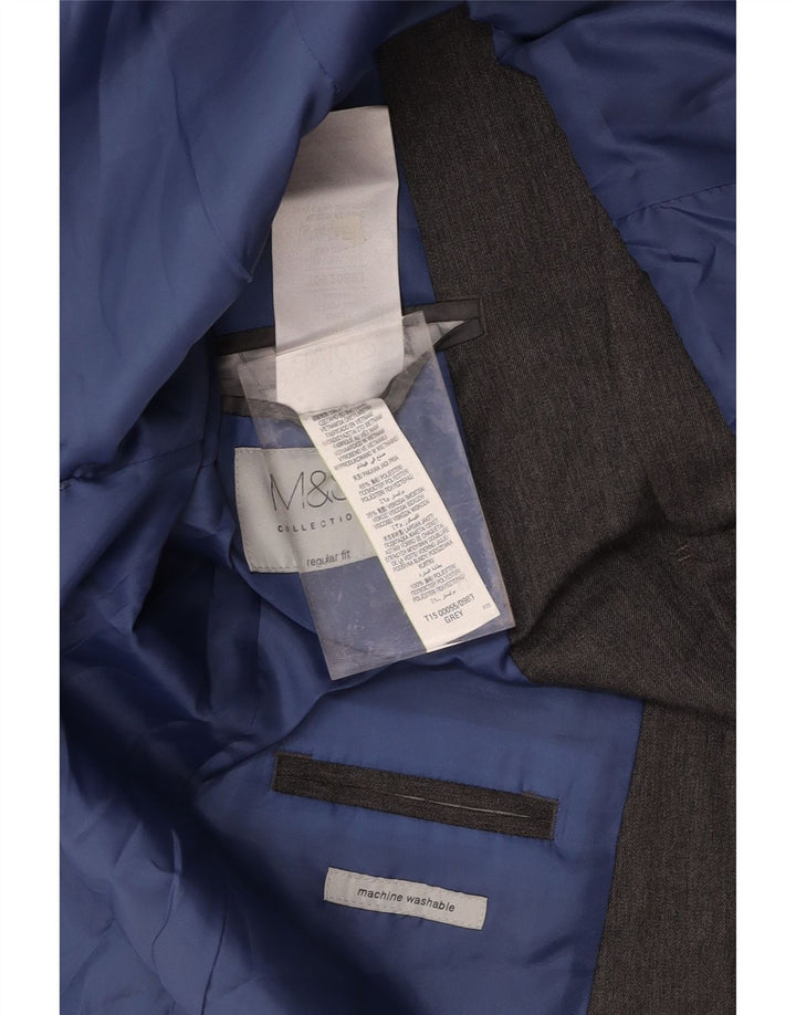 MARKS & SPENCER Mens Regular Fit 2 Button Blazer Jacket UK 38 Medium Grey Vintage Marks & Spencer and Second-Hand Marks & Spencer from Messina Hembry 