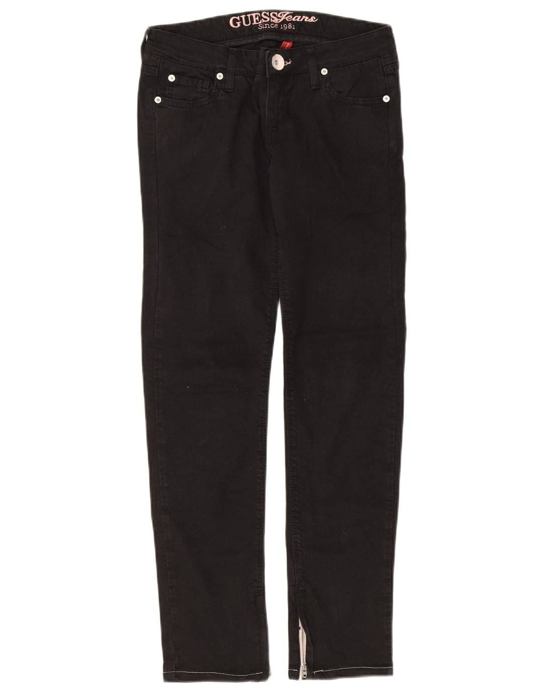 Blugi slim pentru femei GUESS W26 L28 bumbac negru