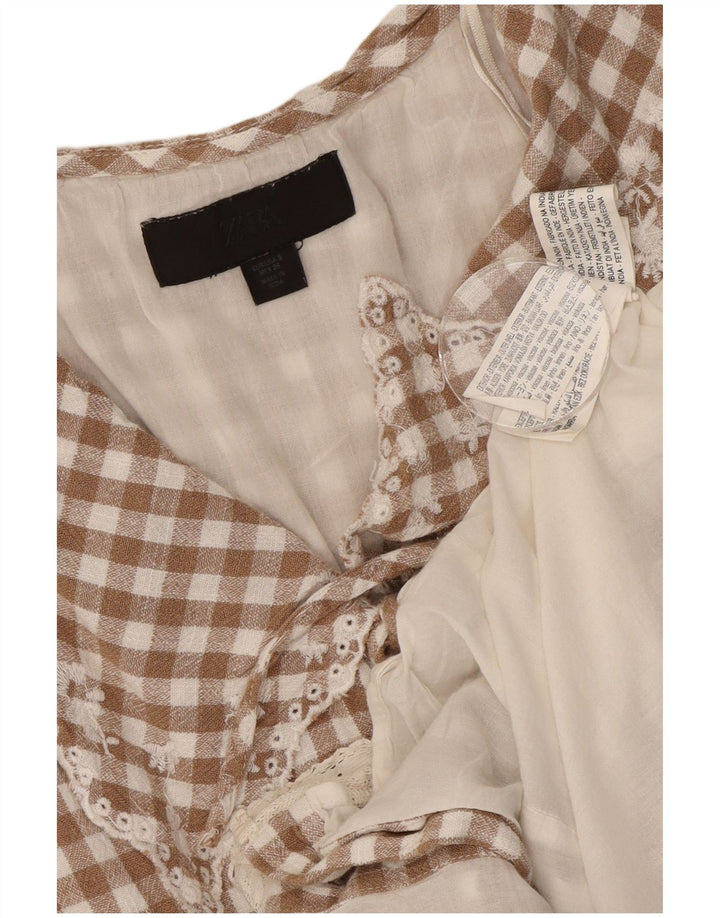 Rochie fără mâneci pentru femei Zara UK 10, maro, viscoză