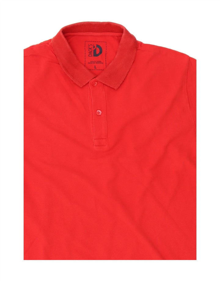 DACK'S Mens Polo Shirt Large Red Cotton Vintage Dack's and Second-Hand Dack's from Messina Hembry 