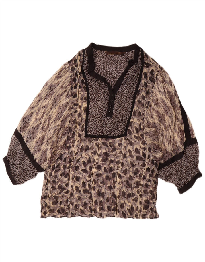 Bluză pentru femei Zara cu mâneci 3/4 UK 12 Medium Multicolor Animal Print