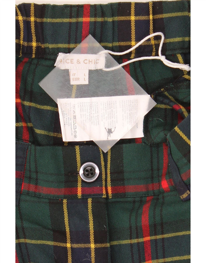 Nice & Chic Pantaloni scurti chino pentru femei, mari W32, poliester cu carouri verzi